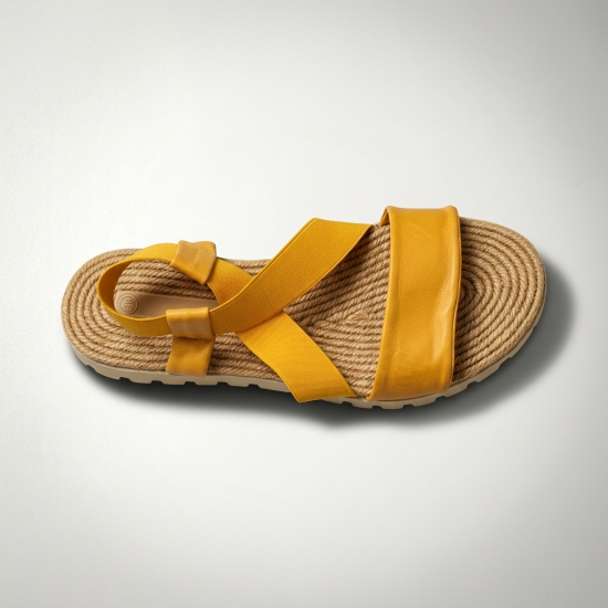 2025043 Yellow Дамски сандали от естествена кожа