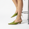 288-0402 Green Елегантни дамски чехли от естествена кожа