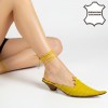 288-0402 Yellow Елегантни дамски чехли от естествена кожа