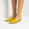 288-0402 Yellow Елегантни дамски чехли от естествена кожа