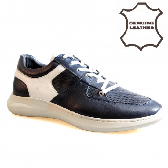 651003 Navy/White Мъжки обувки от естествена кожа