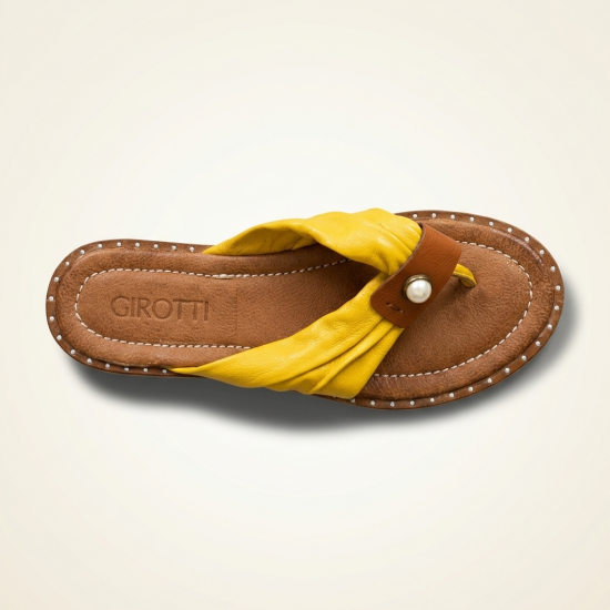 992 Yellow Дамски чехли от естествена кожа
