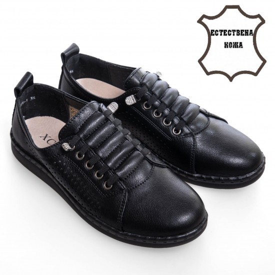 A2055-1 Black Дамски обувки от естествена кожа