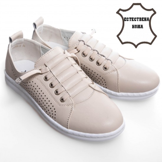 A2055-3 Beige Дамски обувки от естествена кожа