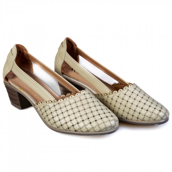 A2353-3 Beige Дамски летни обувки на токчета