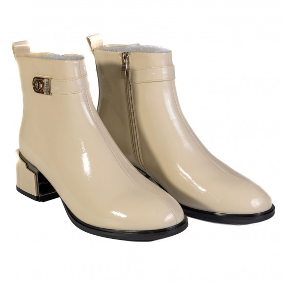 F5186-2 Beige Дамски боти на токчета