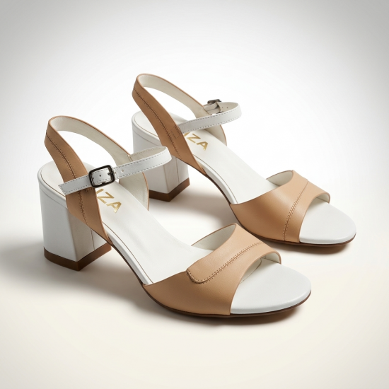 IG18S-XE02 Beige/White Дамски сандали на токчета