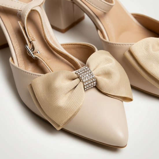 N325-2 Beige Дамски сандали на токчета