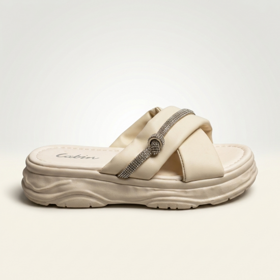 Q-08 Beige Дамски чехли