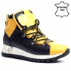 133-2059 Black/Yellow Дамски кецове от естествена кожа