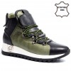 133-2059 Khaki/Black Дамски кецове от естествена кожа