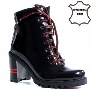 80062 Black Дамски боти от естествен лак