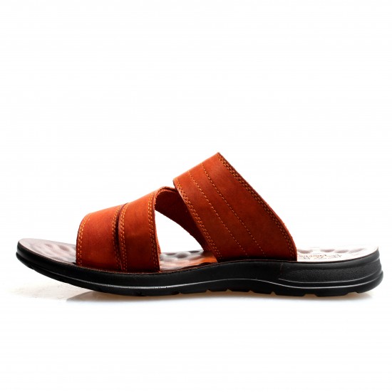 HM089-2 Brown Мъжки чехли от естествена кожа