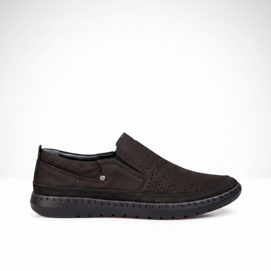 5104 Black - Nabuk Мъжки ежедневни обувки от естествена кожа