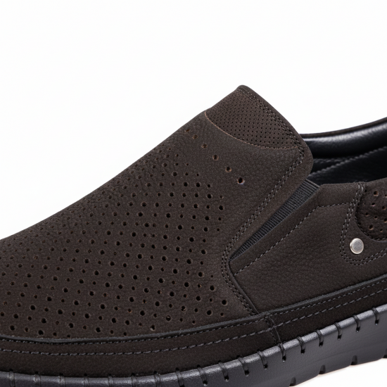 5104 Black - Nabuk Мъжки ежедневни обувки от естествена кожа