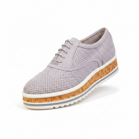 513-2117 Grey Дамски летни обувки от естествена кожа