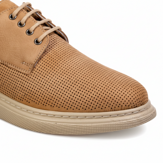 7046 Beige Мъжки ежедневни обувки от естествена кожа
