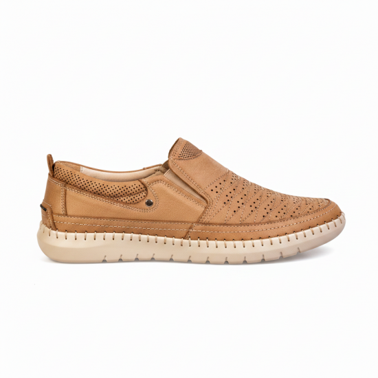 7063 Beige Мъжки ежедневни обувки от естествена кожа