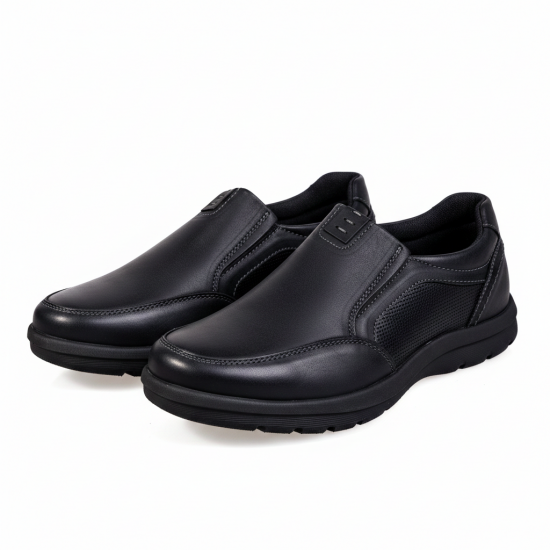 K375-1 Black Мъжки ежедневни обувки от естествена кожа