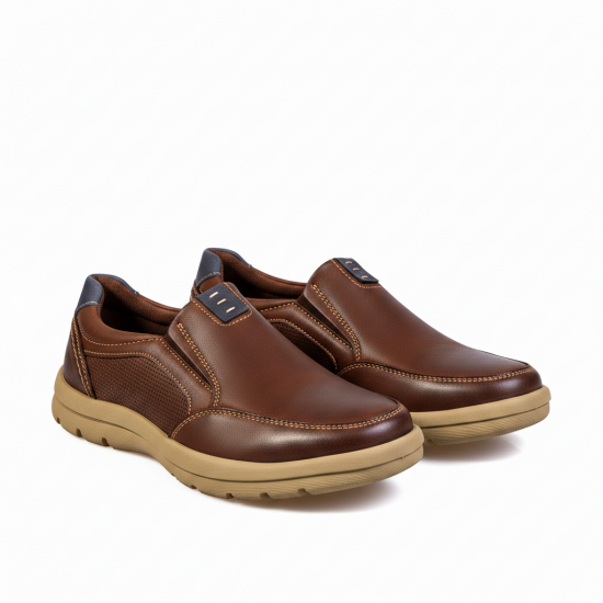 K375-2 Brown Мъжки ежедневни обувки от естествена кожа