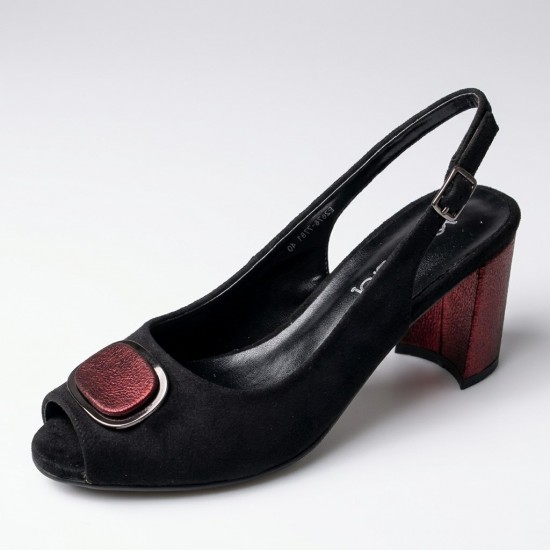 E2676-7781 black/burgundy Дамски сандали