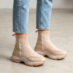 0129-2 Beige Дамски боти