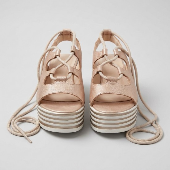 25953-01 Beige Дамски сандали на платформа