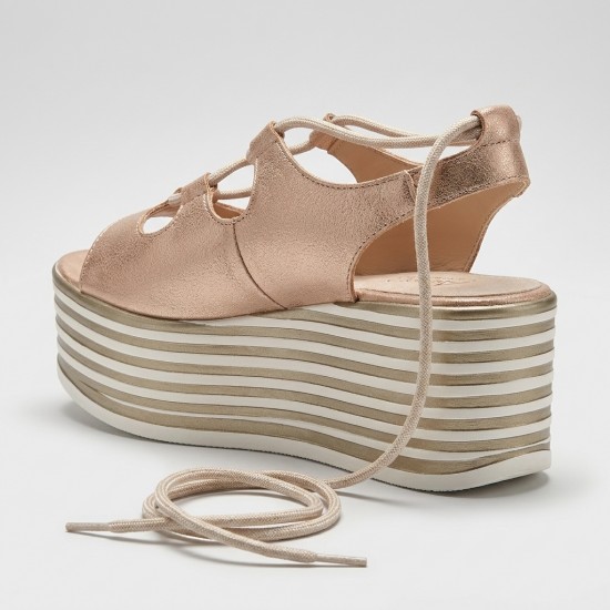 25953-01 Beige Дамски сандали на платформа