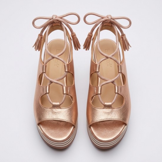25953-01 Pink Дамски сандали на платформа