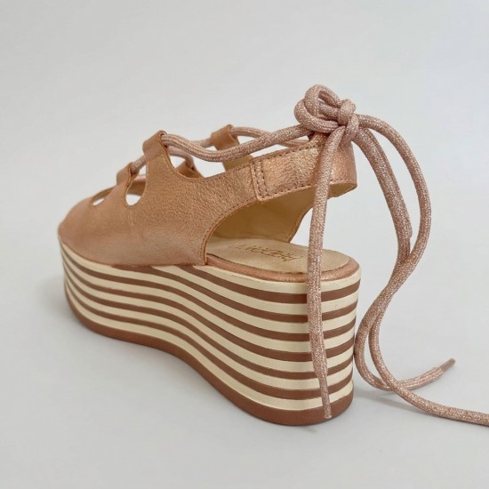 25953-01 Pink Дамски сандали на платформа