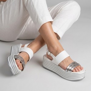 25953-02 Silver Дамски сандали на платформа