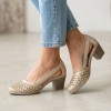 A2352-3 Beige Дамски летни обувки на токчета
