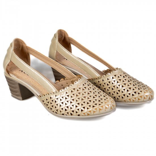A2352-3 Beige Дамски летни обувки на токчета