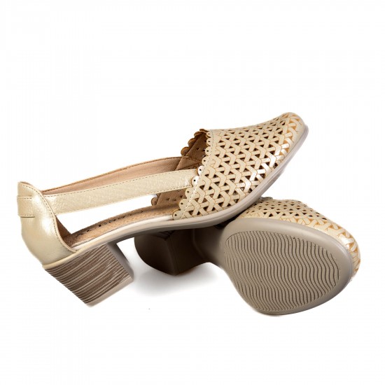 A2352-3 Beige Дамски летни обувки на токчета