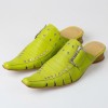 281-2015 Green Елегантни дамски чехли от естествена кожа