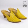 288-0402 Yellow Елегантни дамски чехли от естествена кожа