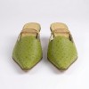288-0402 Green Елегантни дамски чехли от естествена кожа