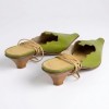 288-0402 Green Елегантни дамски чехли от естествена кожа