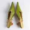 288-0402 Green Елегантни дамски чехли от естествена кожа