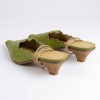 288-0402 Green Елегантни дамски чехли от естествена кожа