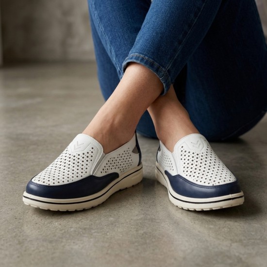 8808 White/Navy Дамски летни обувки