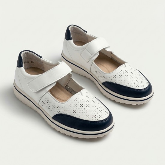 8809 White/Navy Дамски летни обувки