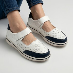 8809 White/Navy Дамски летни обувки