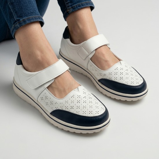 8809 White/Navy Дамски летни обувки