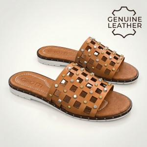 1122 Brown Дамски чехли от естествена кожа