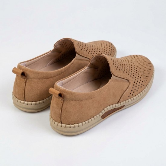 7065 Beige Мъжки ежедневни обувки от естествена кожа