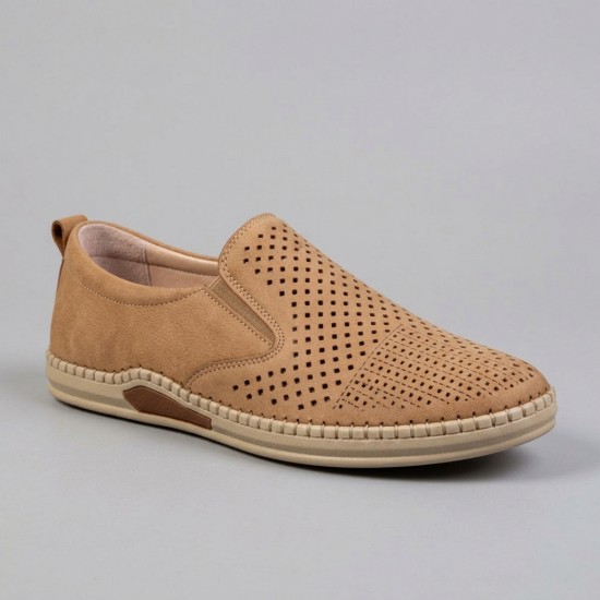 7065 Beige Мъжки ежедневни обувки от естествена кожа