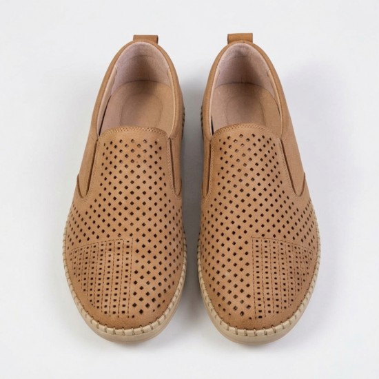 7065 Beige Мъжки ежедневни обувки от естествена кожа