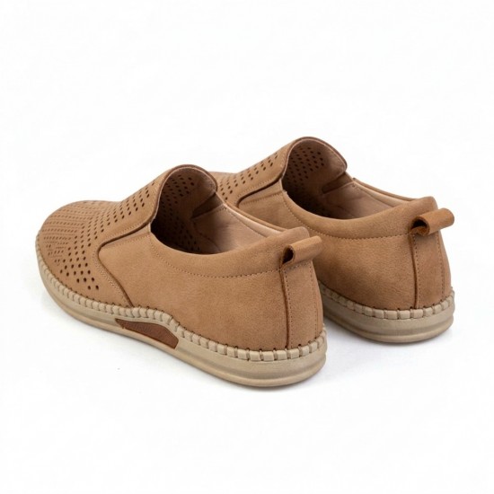 7065 Beige Мъжки ежедневни обувки от естествена кожа