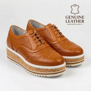 524-3584 Brown Дамски летни обувки от естествена кожа